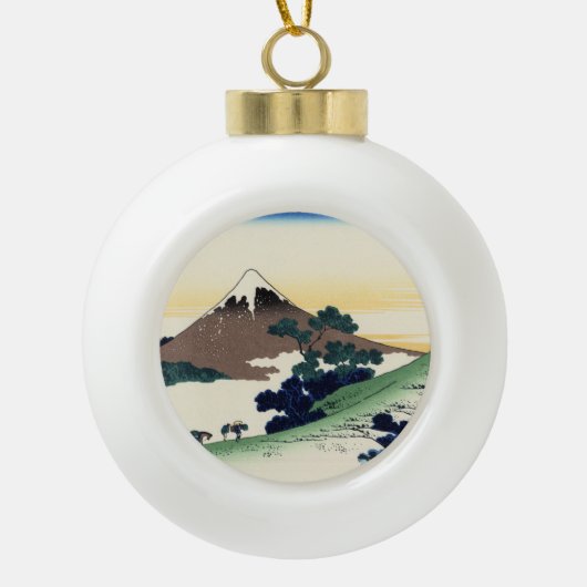 葛飾北斎。甲斐国犬目峠 セラミックボールオーナメント (正面)