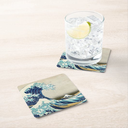 葛飾北斎 – 神奈川素晴らしの波 スクエアペーパーコースター (インサイチュ)