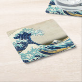 葛飾北斎 – 神奈川素晴らしの波 スクエアペーパーコースター (アングル)