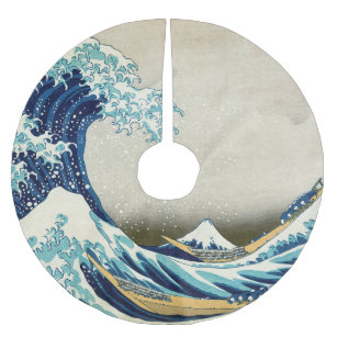 葛飾北斎 – 神奈川素晴らしの波 ブラッシュドポリエステルツリースカート