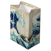 葛飾北斎 – 神奈川素晴らしの波 ミディアムペーパーバッグ (正面アングル)