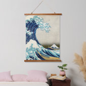 葛飾北斎 – 神奈川素晴らしの波 吊り下げ型タペストリー (寝室)