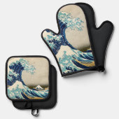 葛飾北斎 – 神奈川素晴らしの波 鍋つかみ&鍋敷きセット (正面/裏面)