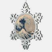 葛飾北斎。神奈川素晴らし沖の波 スノーフレークピューターオーナメント (右)