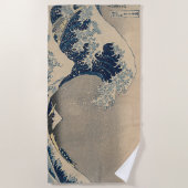 葛飾北斎。神奈川素晴らし沖の波 ビーチタオル (正面)