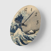 葛飾北斎『神奈素晴らし川の波』   ラウンド壁時計 (傾斜)