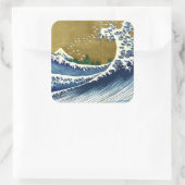 葛飾北斎 – 色の大きな波 スクエアシール (バッグ)