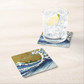 葛飾北斎 – 色の大きな波 スクエアペーパーコースター (インサイチュ)