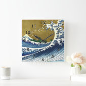 葛飾北斎 – 色の大きな波 スクエア壁時計 (ホーム)