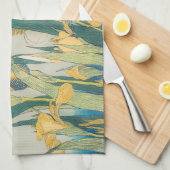 葛飾北斎 - 蝗虫とアヤメ キッチンタオル (四つ折り)