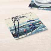 葛飾北斎 – 駿河国江尻 スクエアペーパーコースター (アングル)