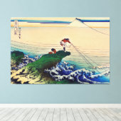葛飾北斎（1760-1849）による甲州梶川 キャンバスプリント (インサイチュ (ウッドフロア))