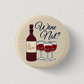 葡萄ではない葡萄酒のグラス·アルコール·レッド·ローズ·ピノ 缶バッジ (正面)