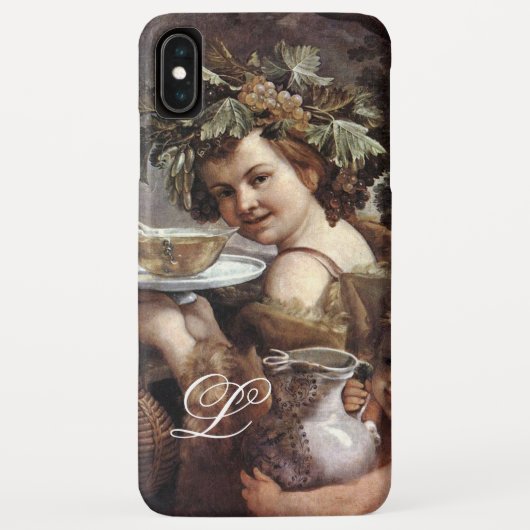 葡萄とワインのモノグラムを持つバッカス Case-Mate iPhoneケース (裏面)