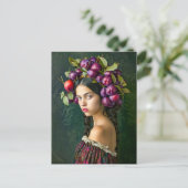 葡萄と梅の王冠を持つ女性 シーズンポストカード (スタンド正面)