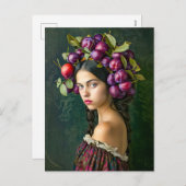 葡萄と梅の王冠を持つ女性 シーズンポストカード (正面/裏面)
