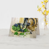 葡萄と葡萄酒のグリーティングカード カード (黄色い花)