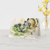 葡萄と葡萄酒のグリーティングカード カード (黄色い花)