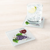 葡萄と葡萄酒 ガラスコースター (アングル)