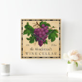 葡萄のヴィンテージ名を持つワインセラパーソナライズされたー スクエア壁時計 (ホーム)