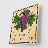 葡萄のヴィンテージ名を持つワインセラパーソナライズされたー スクエア壁時計 (傾斜)