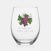 葡萄のヴィンテージ名を持つワインセラパーソナライズされたー ステムなしワイングラス (正面)