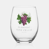 葡萄のヴィンテージ名を持つワインセラパーソナライズされたー ステムなしワイングラス (裏面)