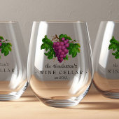 葡萄のヴィンテージ名を持つワインセラパーソナライズされたー ステムなしワイングラス