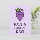 葡萄の日を過ごす – かわいいプリンのグリーティングカード 招待状 (スタンド正面)