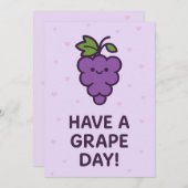 葡萄の日を過ごす – かわいいプリンのグリーティングカード 招待状 (正面/裏面)