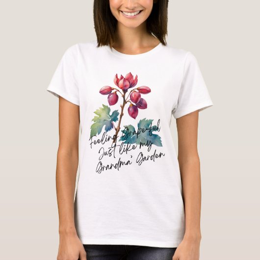 葡萄の気分 おばあちゃんの庭の花の芸術 Tシャツ (正面)