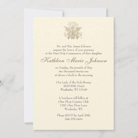 葡萄を手にする最初の聖餐式 招待状 (裏面)