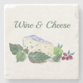 葡萄ワインとチーズを使用した水色ブルーチーズ ストーンコースター (正面)