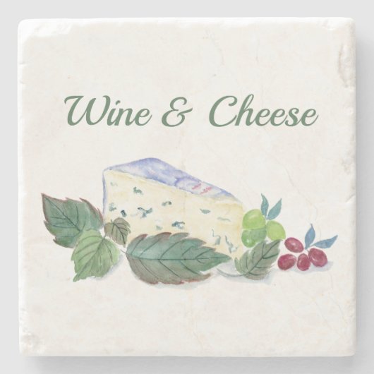 葡萄ワインとチーズを使用した水色ブルーチーズ ストーンコースター (正面)