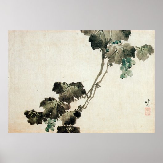 葡萄, 北斎 Grape, Hokusai ポスター (正面)
