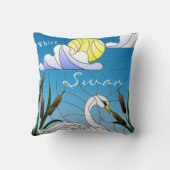 葦で池に泳ぐ美しい白鳥|過去記事 クッション (裏面)