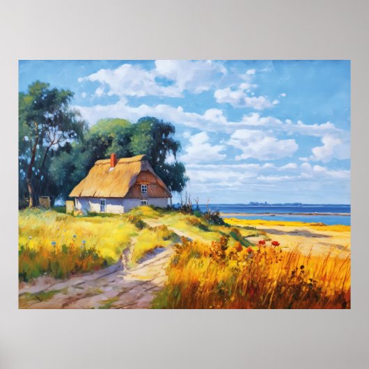 葦わらぶきコッタにつながる風光明媚な砂道 ポスター (正面)