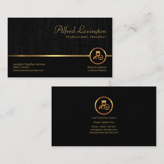 葦植物エクスキサイグランジトブラック金ゴールド線 名刺 (正面/裏面)