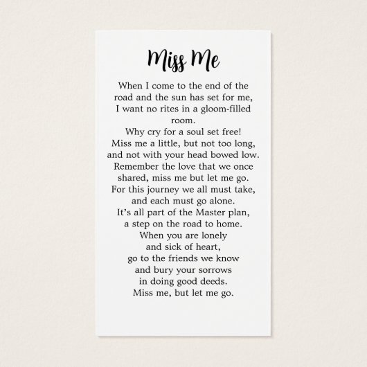 葬モダン式シンプル写真記念祈りの言葉 (裏面)