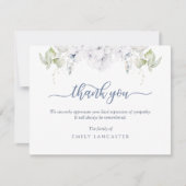 葬儀ありがとうメモ、白いフローラと緑 サンキューカード (正面)