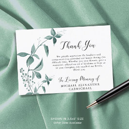 葬儀ありがとう水彩植物緑 サンキューカード