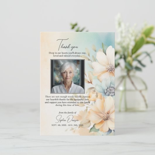 葬儀ありがとう花グリーンベージュ |写真 カード (スタンド正面)