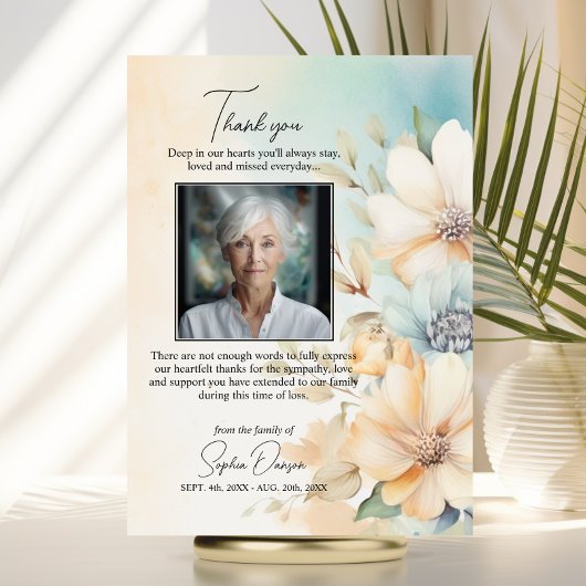 葬儀ありがとう花グリーンベージュ |写真 カード