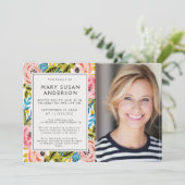 葬儀かわいらし花模様お祝いの写真 招待状 (スタンド正面)