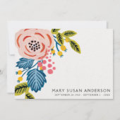 葬儀かわいらし花模様お祝いの写真 招待状 (裏面)