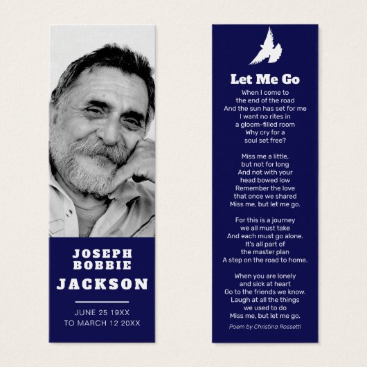 葬儀でハトの白い詩の写真のしおりを見に行かせてくれた (正面&裏面)