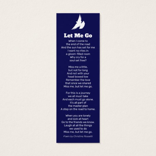 葬儀でハトの白い詩の写真のしおりを見に行かせてくれた (裏面)