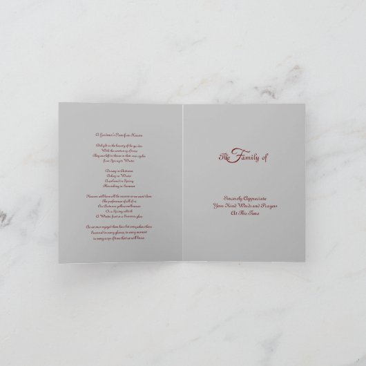 葬儀に参列してくれてありがとう ノートカード (内部)