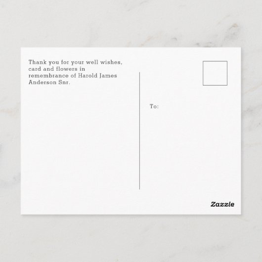 葬儀に参列してくれてありがとう ポストカード (裏面)