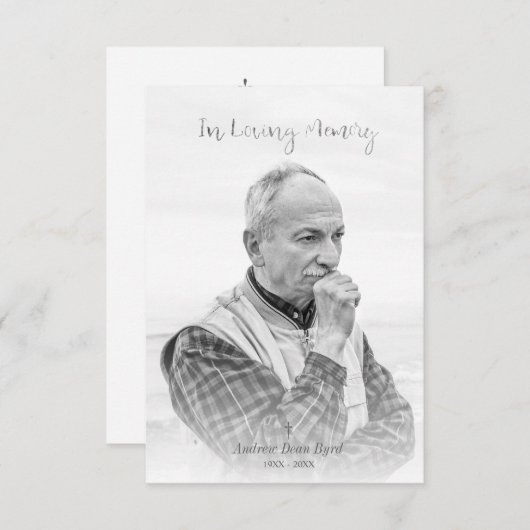 葬儀のためのカスタム白黒の写真 ノートカード (正面/裏面)